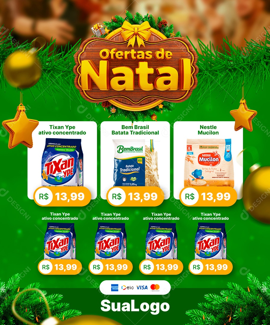 Encarte de Supermercado Ofertas de Natal Social Media PSD Editável