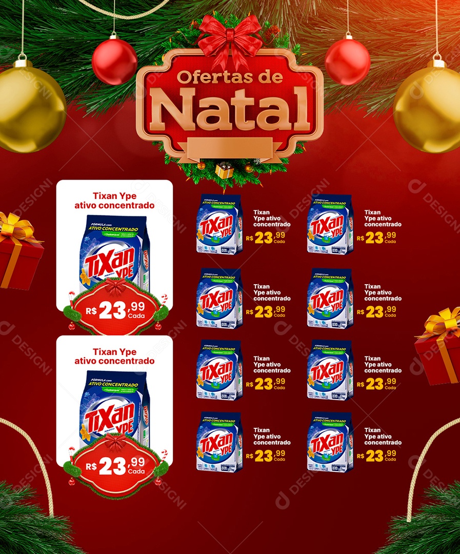 Encarte de Supermercado Ofertas de Natal Social Media PSD Editável