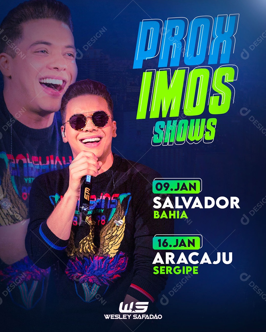 Flyer Storys Próximos Shows Wesley Safadão Shows Social Media PSD Editável