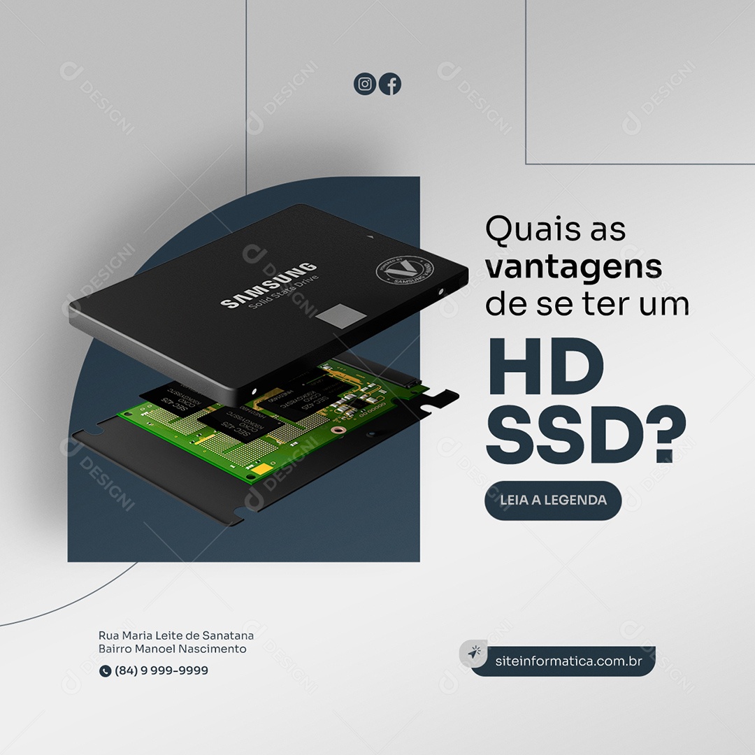 Quais as Vantagens de se Ter um HDSSD Assistência Técnica Social Media PSD Editável