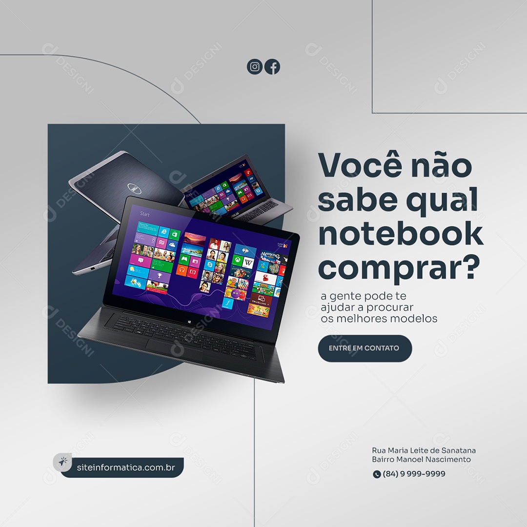 Você não Sabe Qual Notebook Comprar Assistência Técnica Social Media PSD Editável