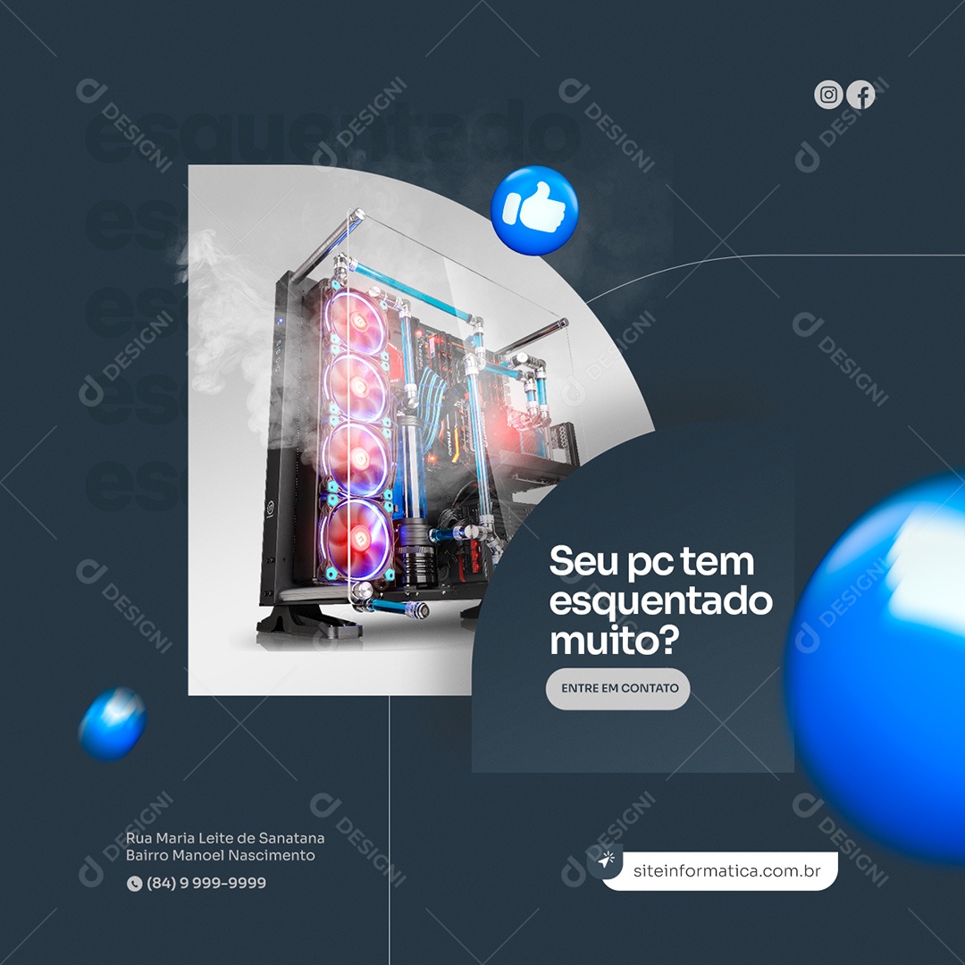 Social Media Seu Pc tem Esquentado Muito Assistência Técnica PSD Editável