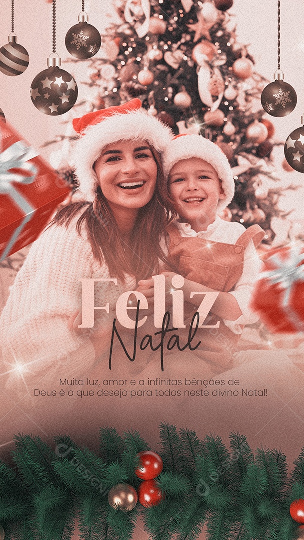 Story Muita Luz Amor Amor e Infinitas Benções Feliz Natal Social Media PSD Editável