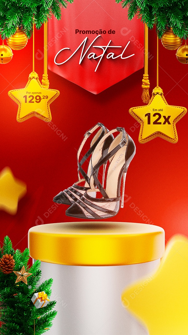 Story Promoção de Natal Sapatos Por Apenas 129,29 Feliz Natal Social Media PSD Editável