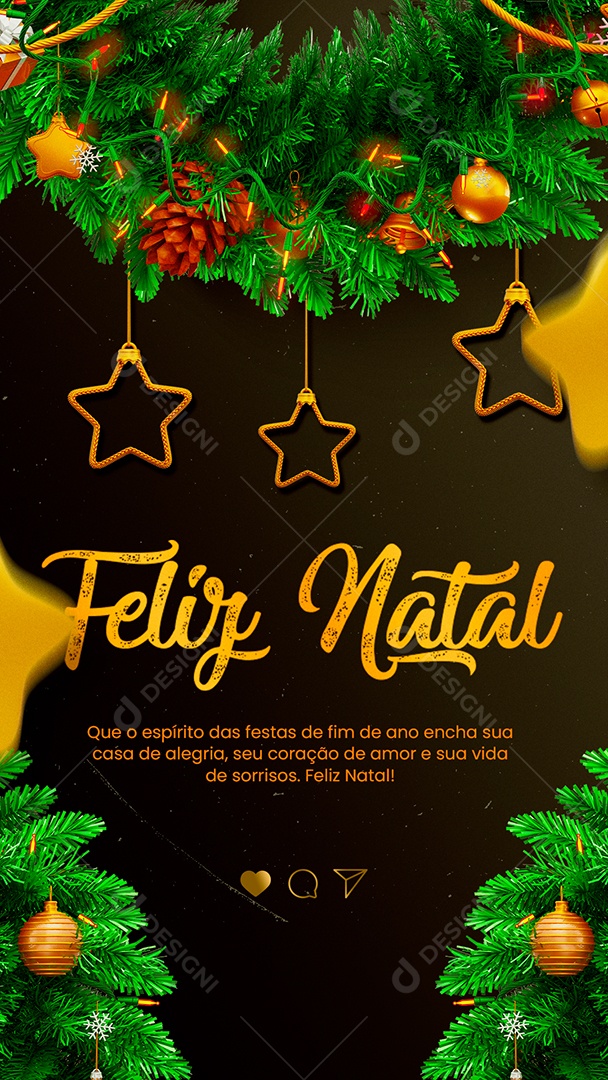 Story Que o Espírito das Festa de Fim de Ano Acha Sua Casa de Alegria Feliz Natal Social Media PSD Editável