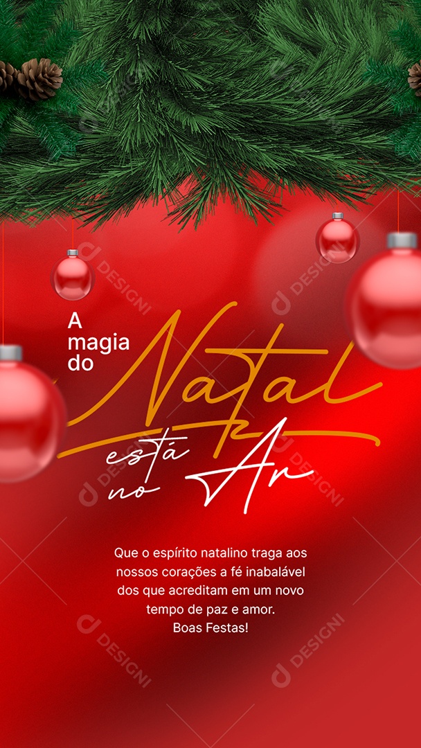 Story A Magia do Natal Está no Ar Feliz Natal Social Media PSD Editável