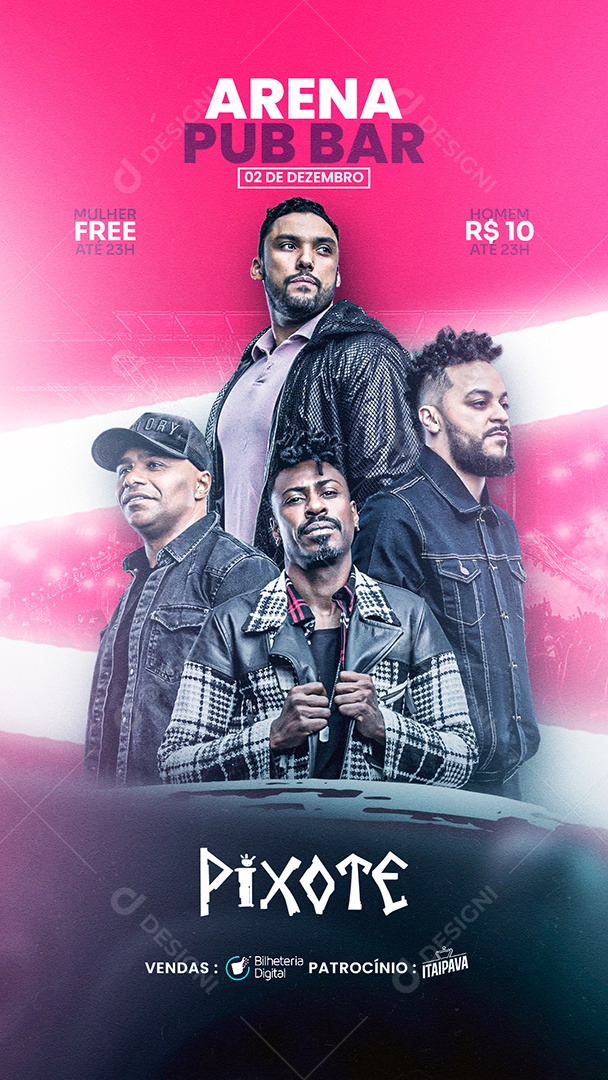 Story Arena Pub Bar Pixote Flyer Social Media PSD Editável