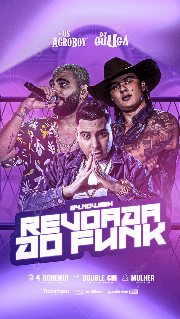 Story Revoada do Funk Dj Guuga Us Agroboy Flyer Social Media PSD Editável