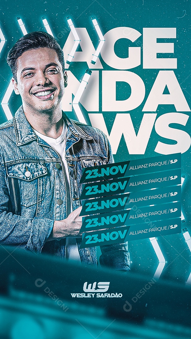 Story Agenda de Shows Wesley Safadão Flyer Social Media PSD Editável