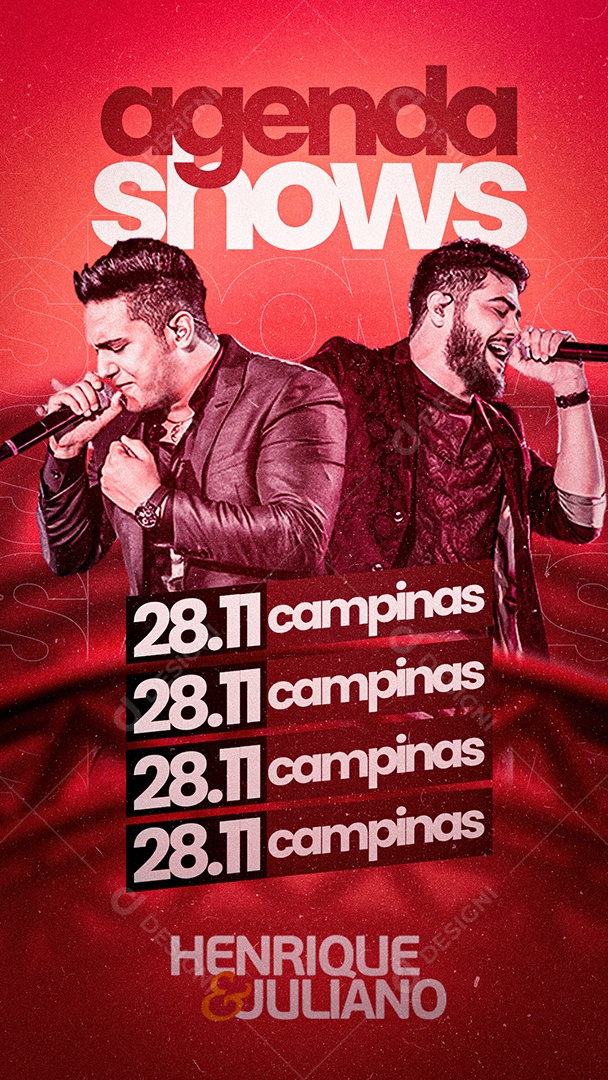Story Schedule of Shows Henrique and Juliano Flyers Social Media Editable PSD