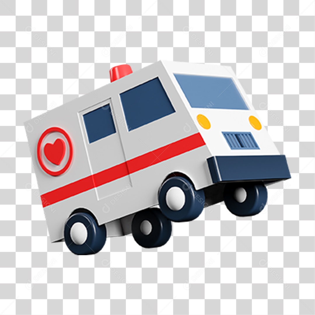 Elemento 3D Chamadas 911 Ambulatório para Composição PNG Transparente