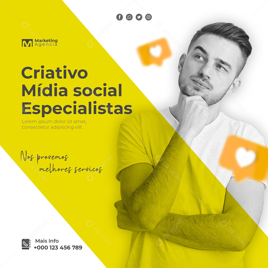 Especialistas Mídia Social Criativo Marketing Digital Social Media PSD Editável
