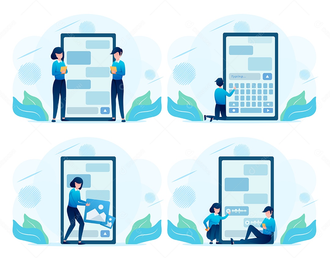 Comunicação de bate-papo de smartphone entre uma garota e um homem.