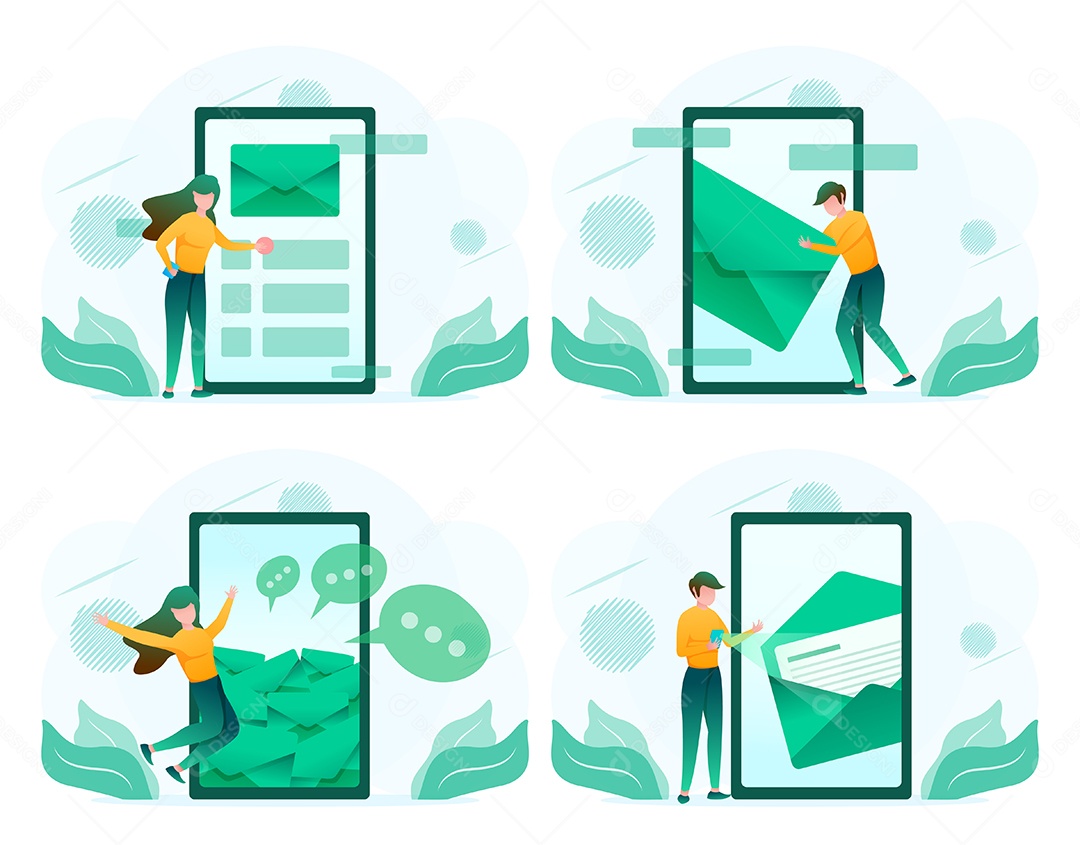 Equipe administrativa envia e-mails para os clientes da empresa