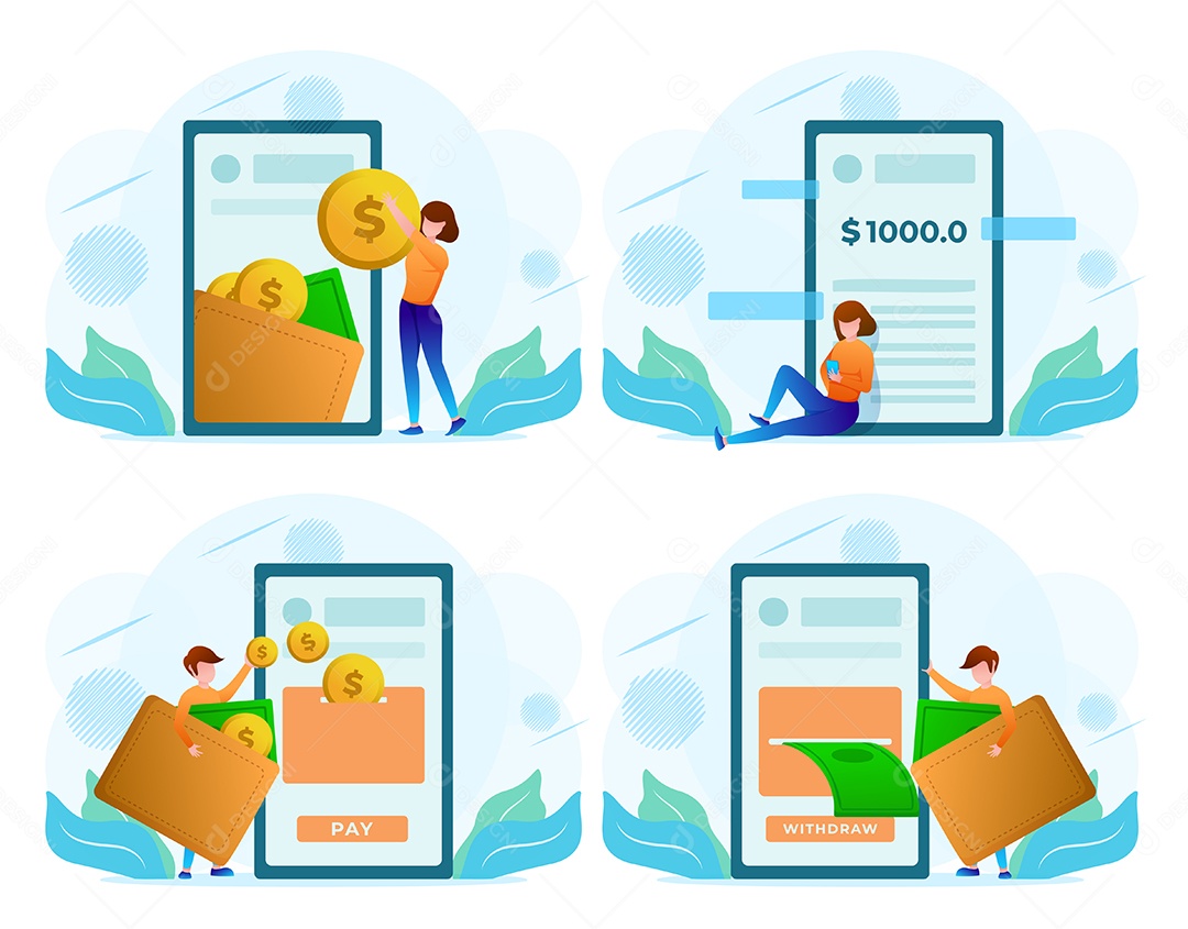 Carteira marrom com folha de dinheiro verde e cartão de crédito