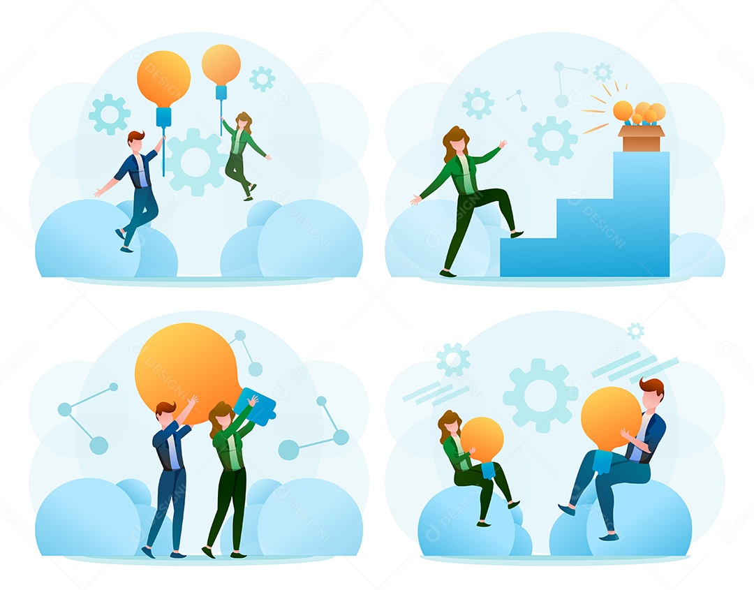 Equipe discute sobre o novo projeto. Brainstorming da equipe de negócios