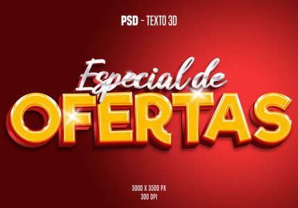 Efeito de Texto 3D Especial de Ofertas PSD