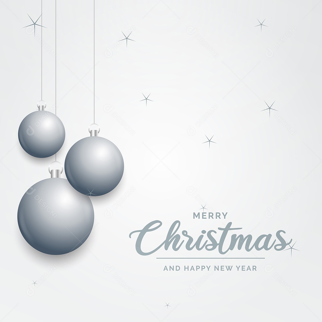 Elegante fundo branco brilhante de Natal com enfeites de prata