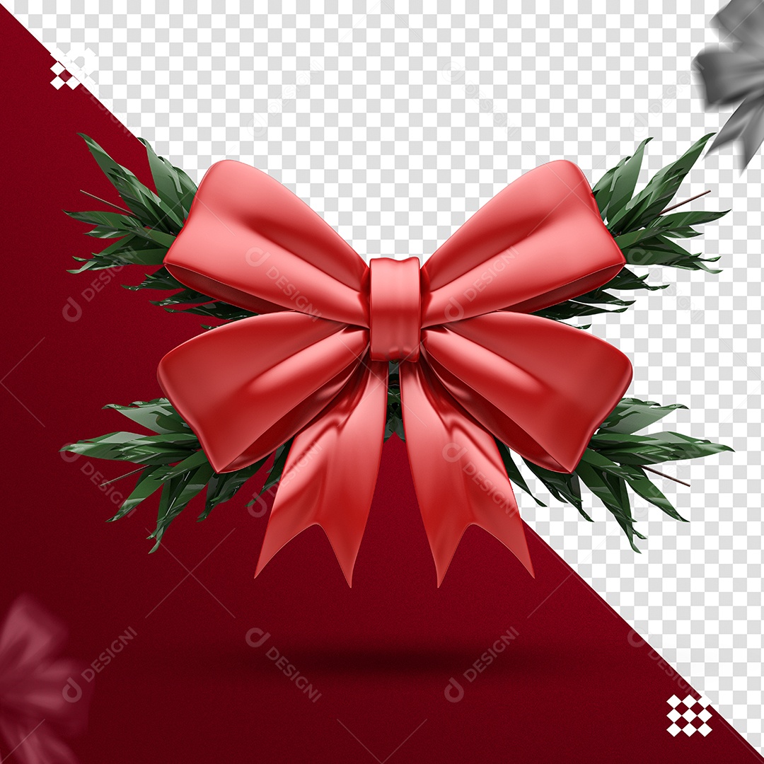 Elemento 3D Para Composição Laço de Natal PSD