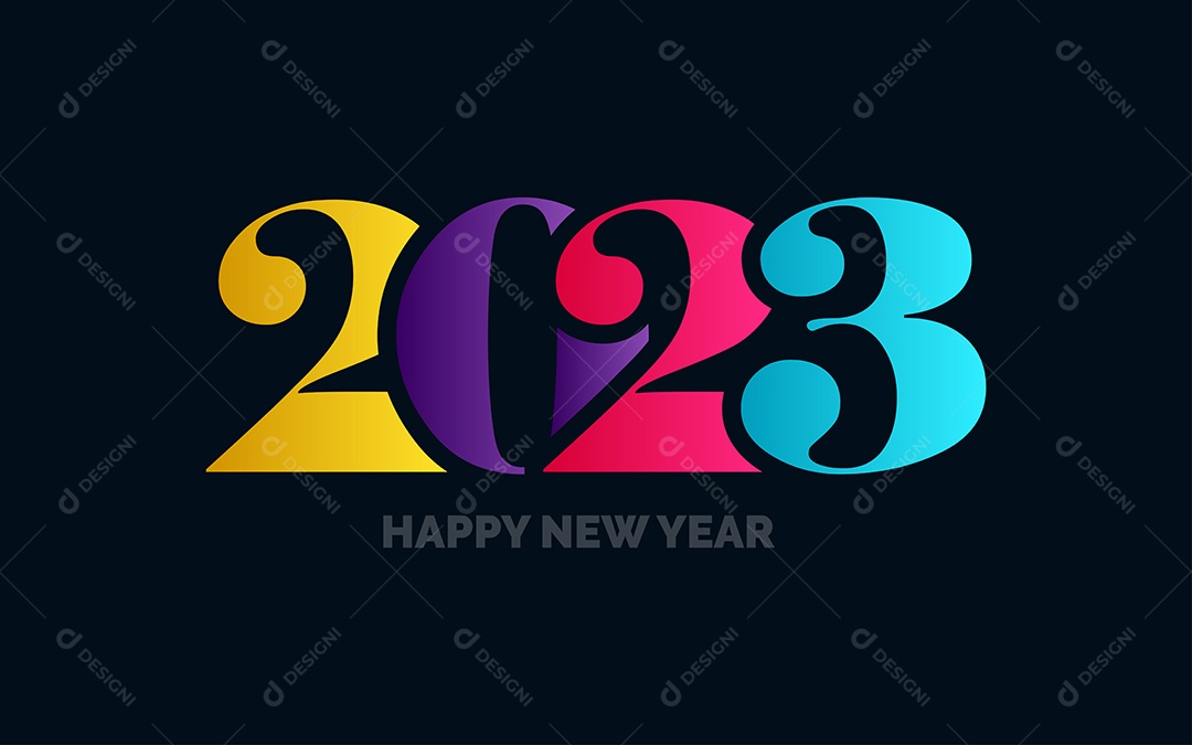 Novo design de tipografia do ano de 2023. ilustração do logotipo dos números