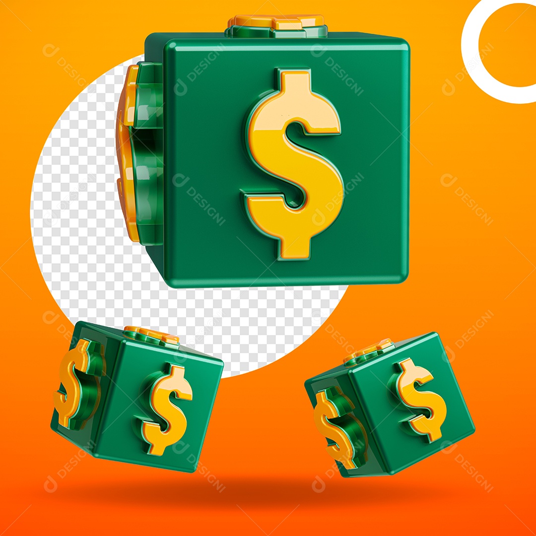 Elemento 3D Para Composição Quadrados Com Cifrão PSD