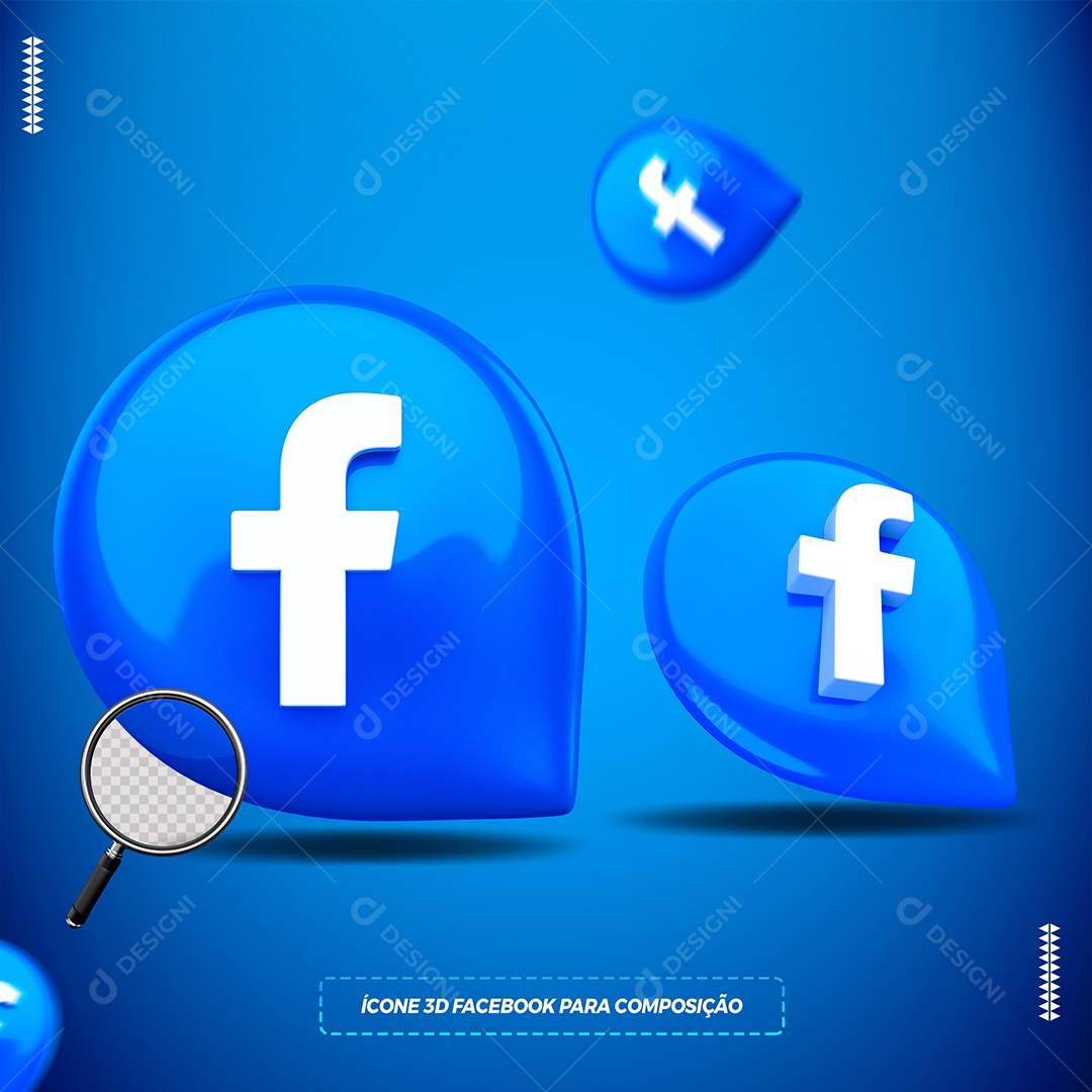 Facebook Ícone 3D Para Composição PSD