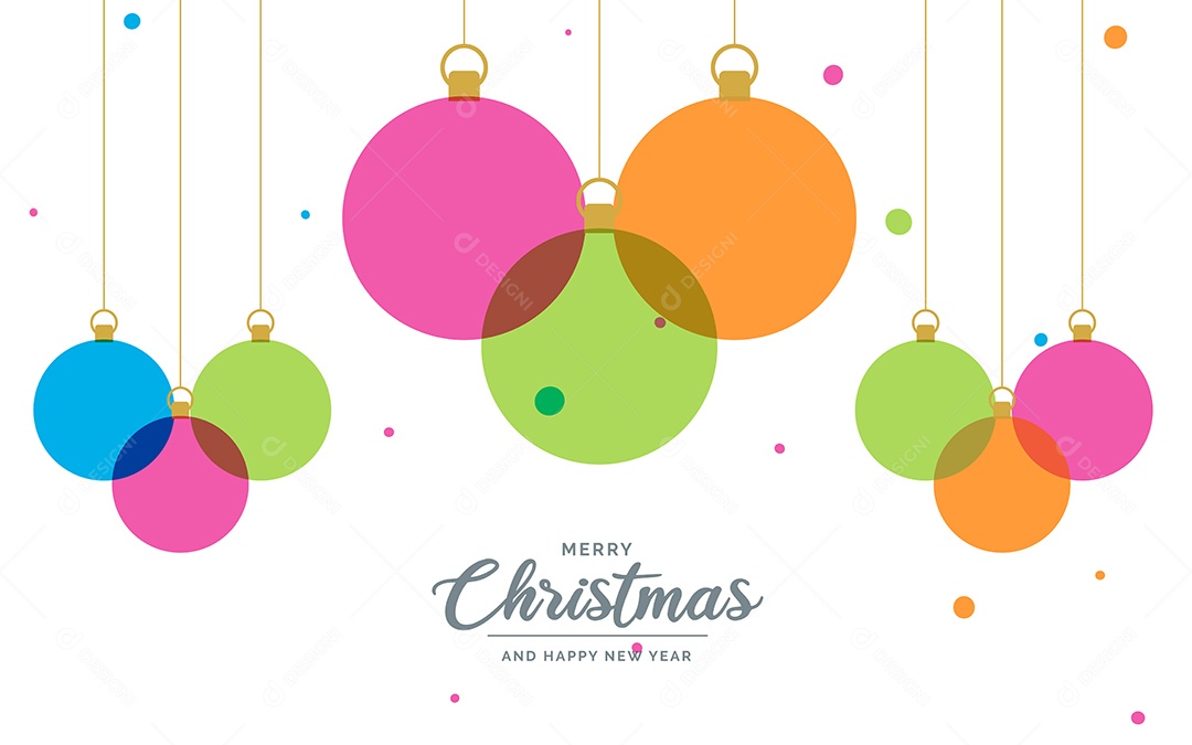 Elementos de bola decorativos de feliz natal planos pendurados fundo