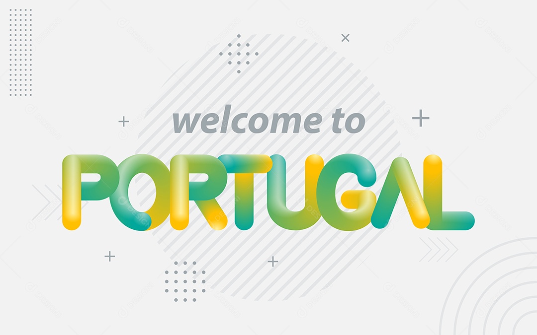 Bem-vindo a Portugal. Tipografia criativa com efeito 3d Blend