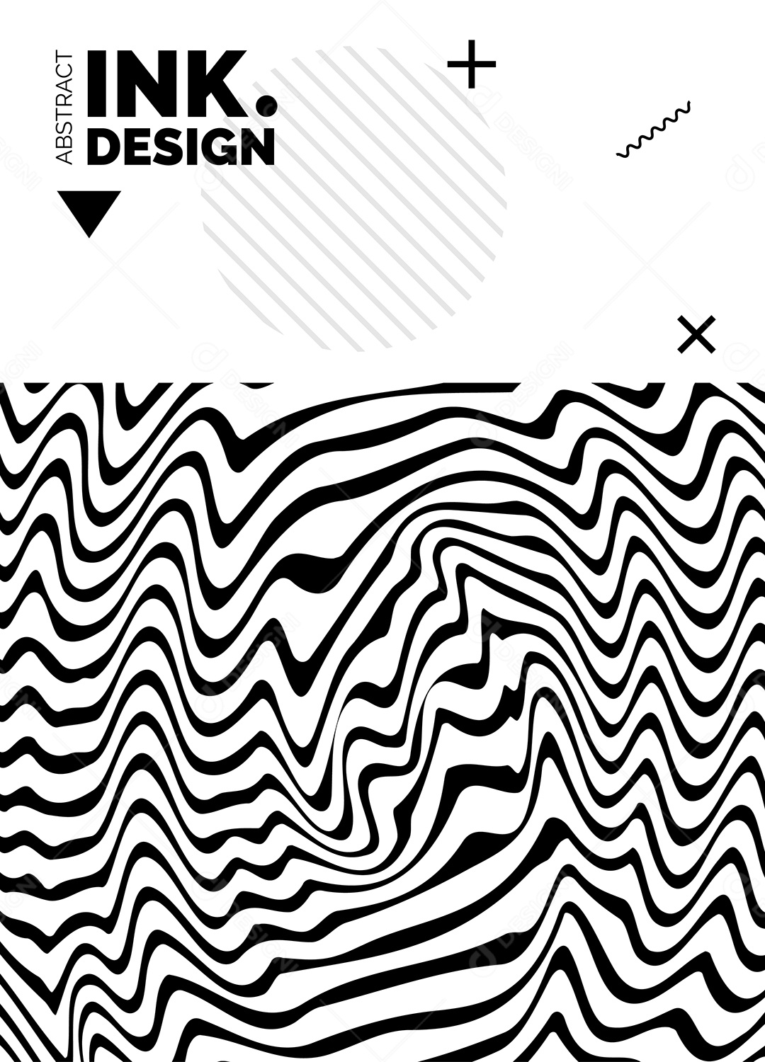 Modelo de pôster de linhas pretas. Fundos ondulados abstratos na moda