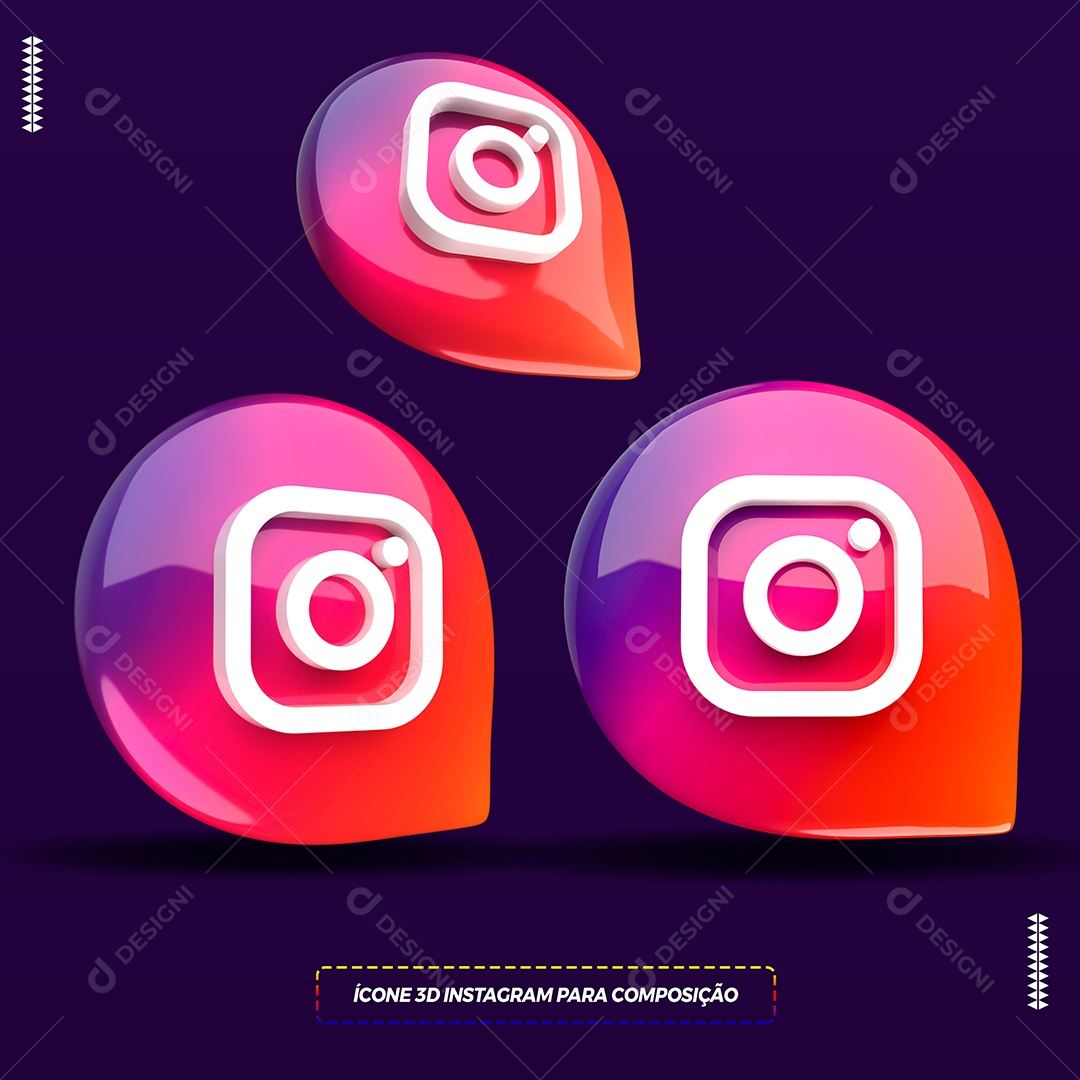 Instagram Ícone 3D Para Composição PSD