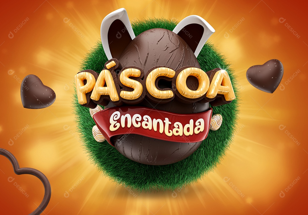 Selo 3D Para Composição Páscoa Encantada PSD