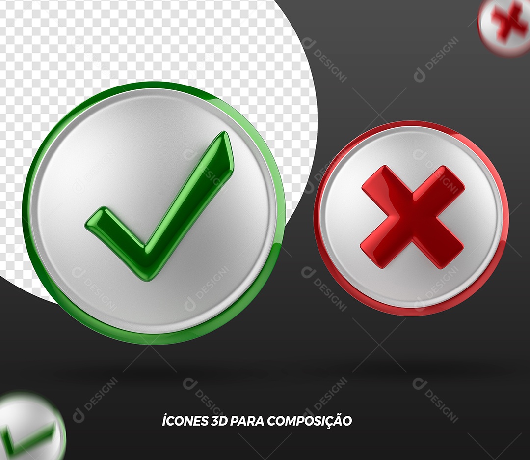 Ícones 3D Para Composição Certo e Errado PSD