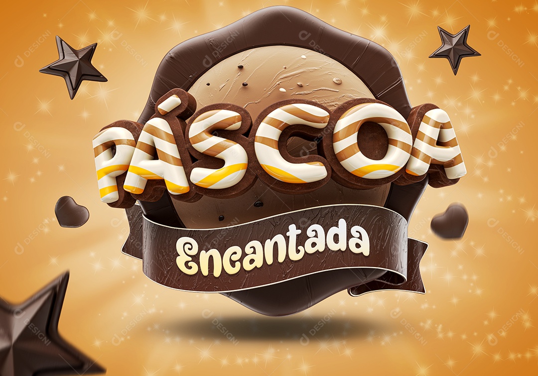 Selo 3D Para Composição Páscoa Encantada PSD