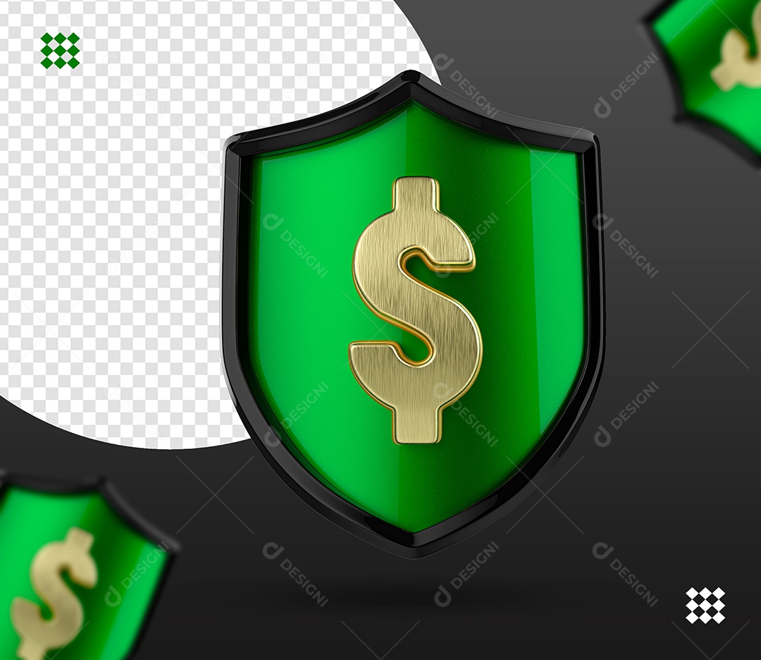 Elemento 3D Para Composição Brasão de Dólar PSD