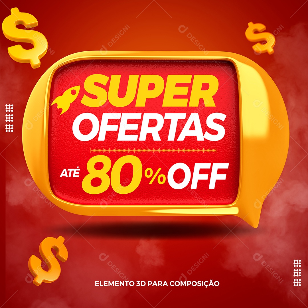 Elemento 3D Para Composição Super Ofertas PSD