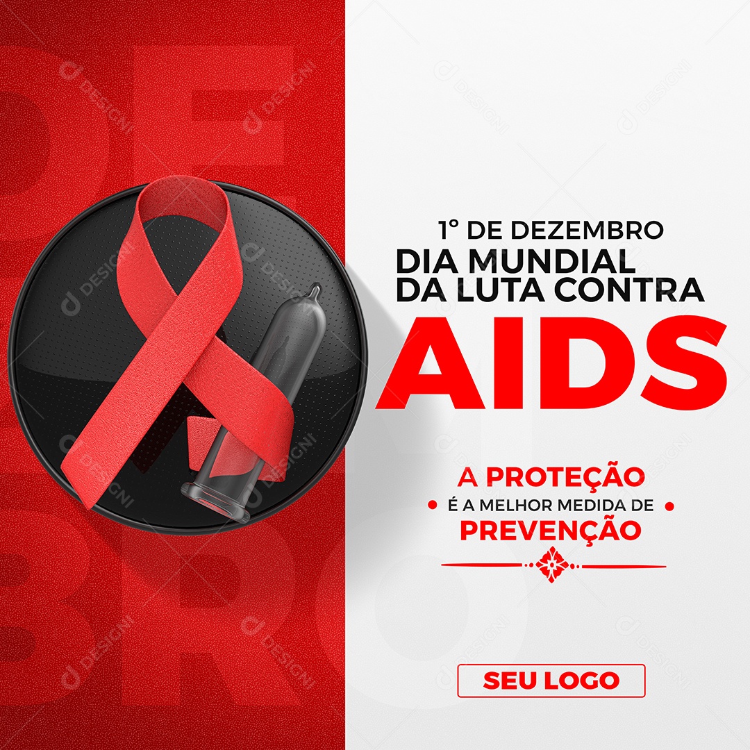 Dia Mundial da Luta Contra AIDS Dezembro Vermelho Social Media PSD Editável