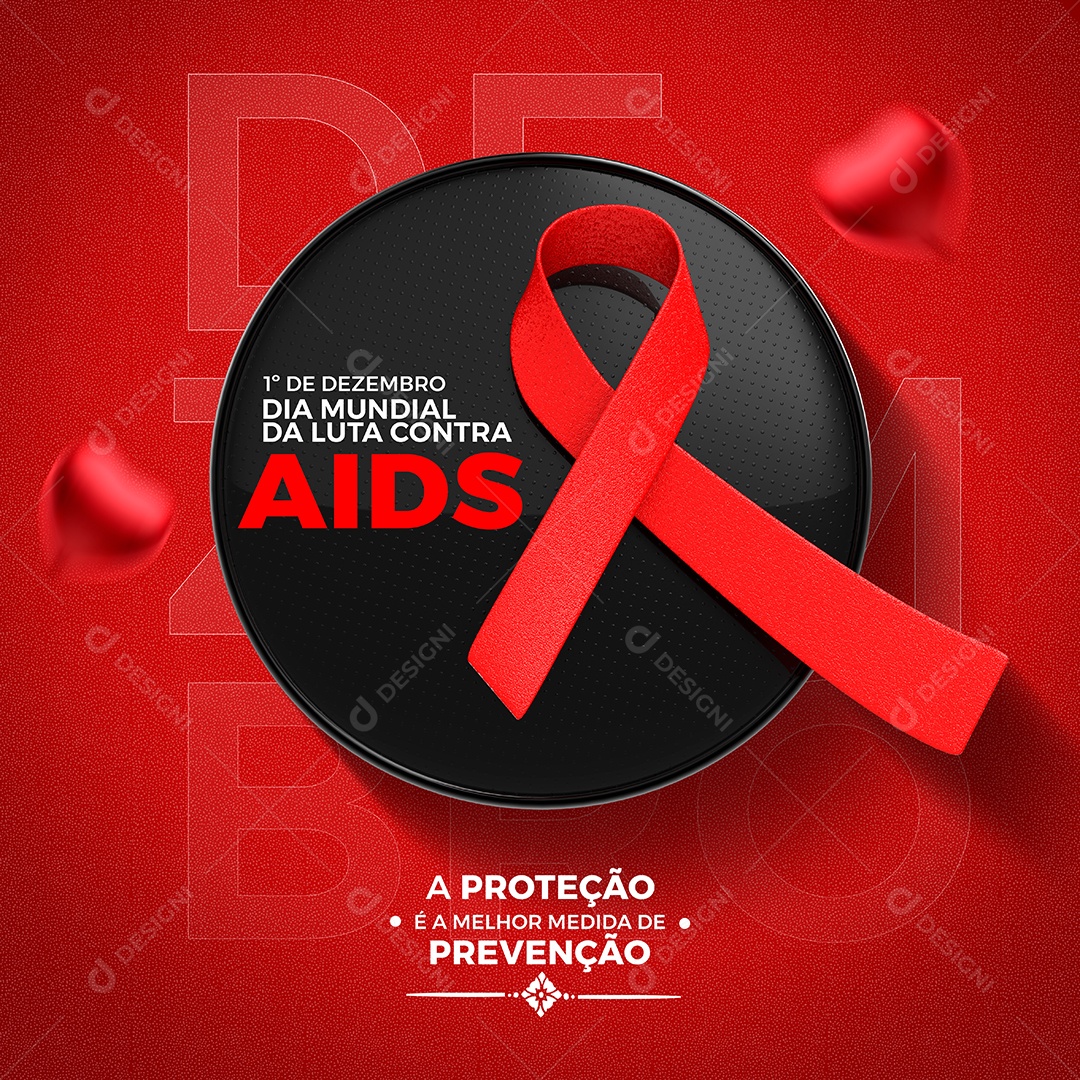Dia Mundial da Luta Contra AIDS Dezembro Vermelho Social Media PSD Editável
