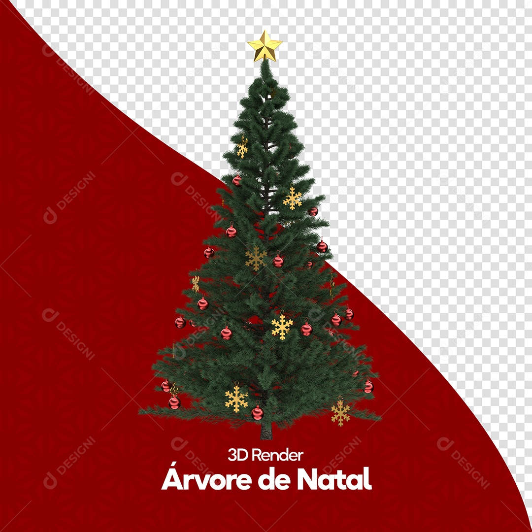 Árvore de Natal Elemento 3D para Composição PSD