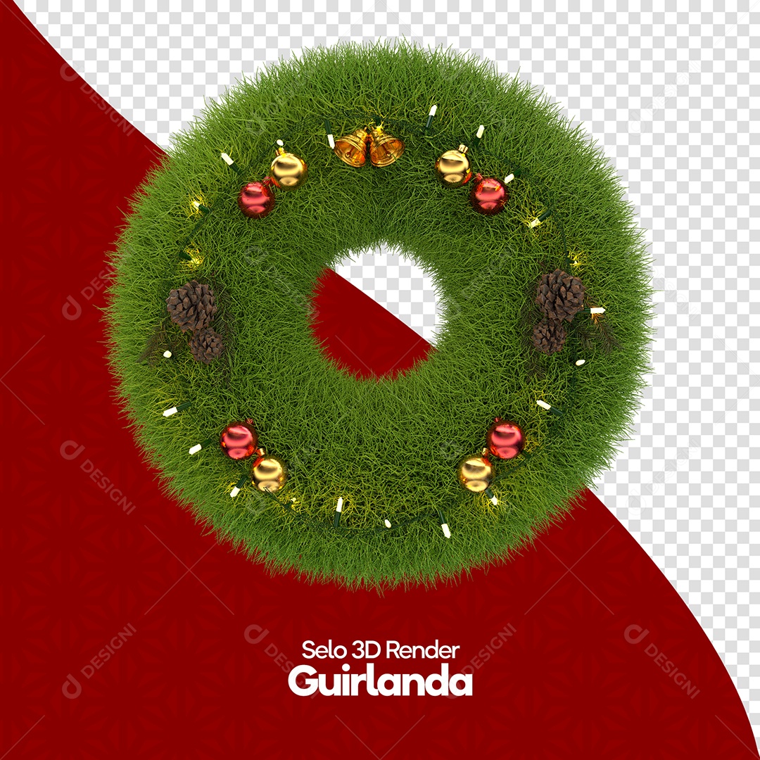 Guirlanda para Decoração de Natal Elemento 3D para Composição PSD