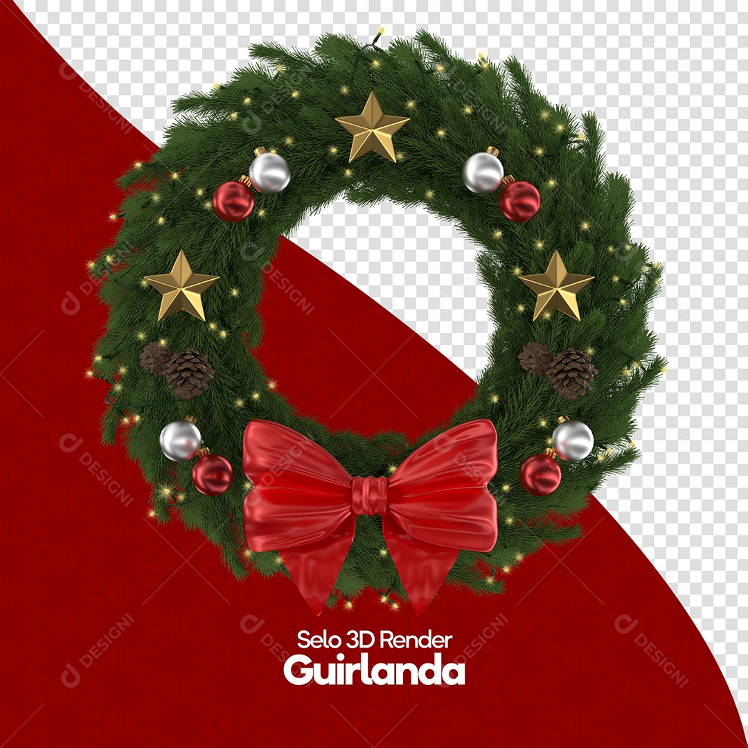 Guirlanda para Decoração de Natal Elemento 3D PSD
