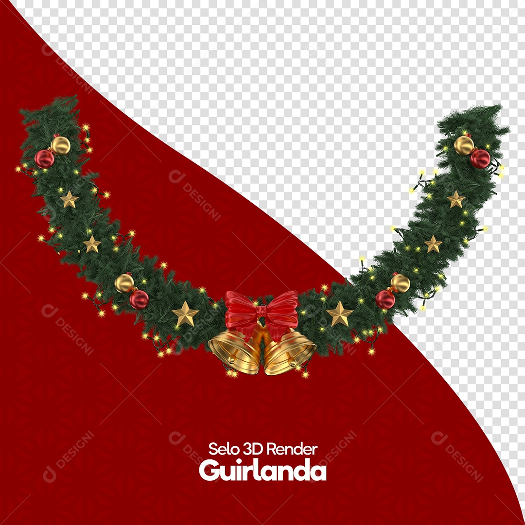 Guirlanda para Decoração de Natal Elemento 3D para Composição PSD
