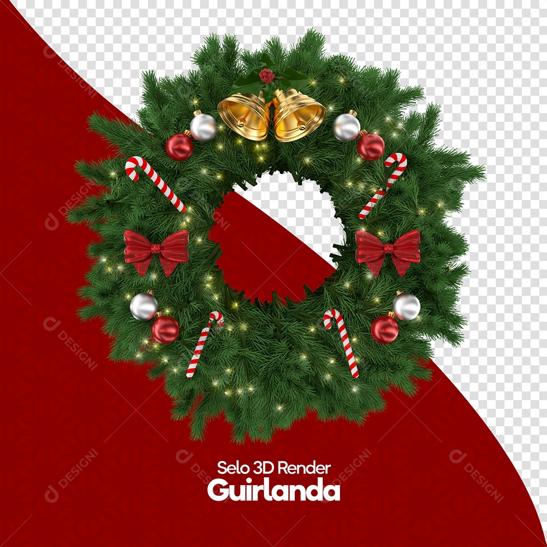 Guirlanda para Decoração de Natal Elemento 3D PSD