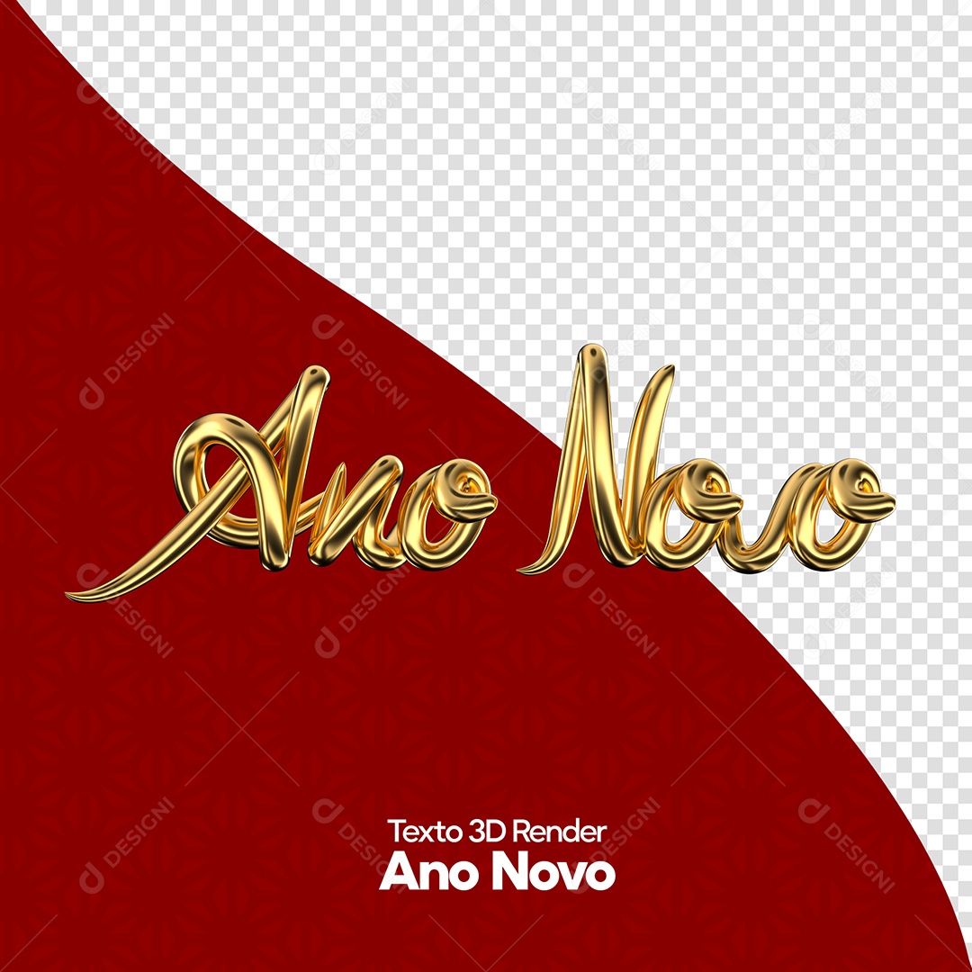 Ano Novo Texto 3D Dourado para Composição PSD
