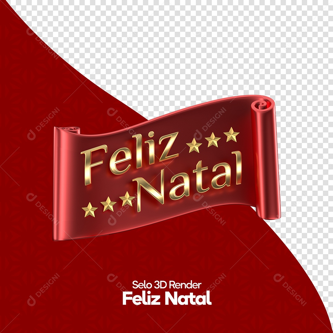 Feliz Natal Selo 3D Vermelho Para Composição PSD