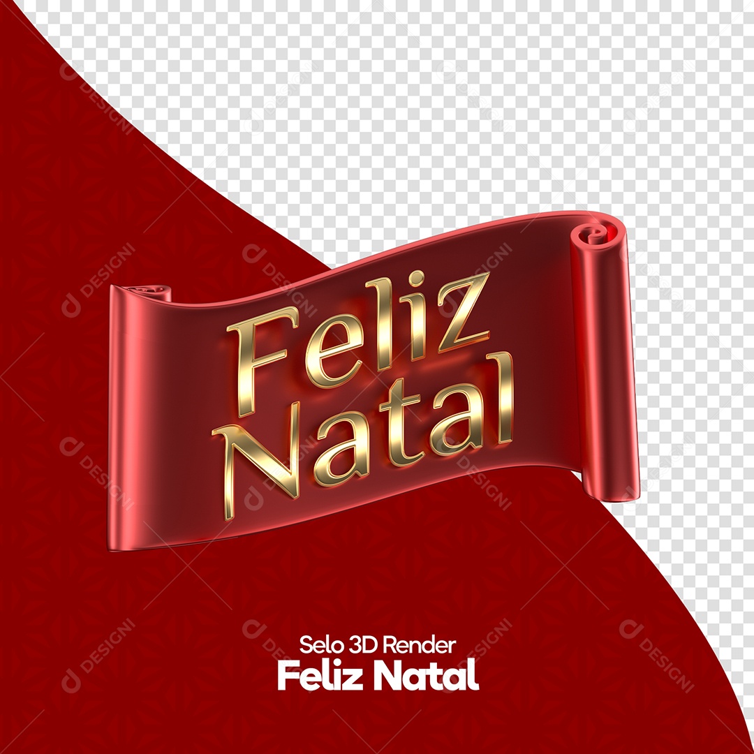 Feliz Natal Selo 3D Vermelho Para Composição PSD