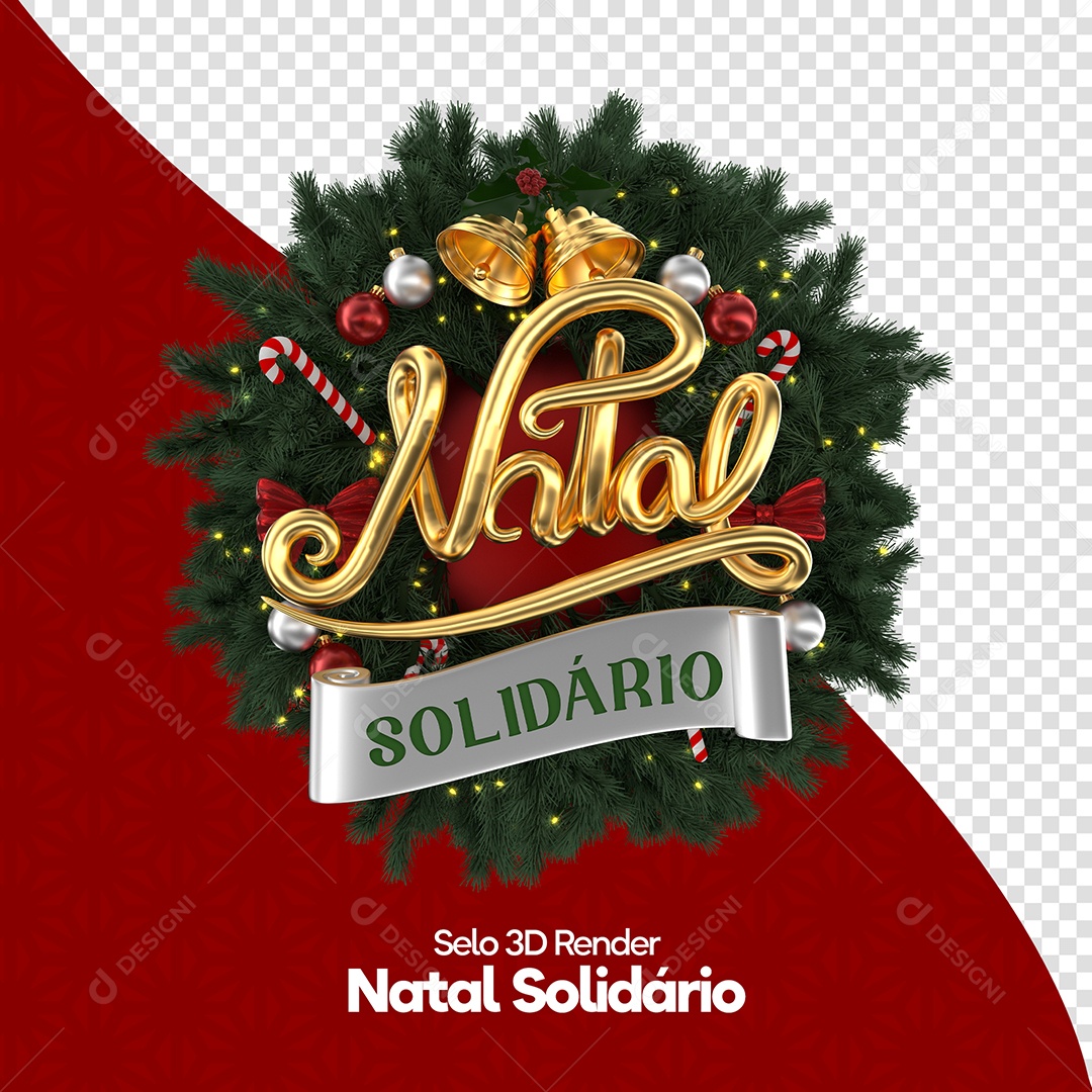 Natal Solidário Selo 3D para Composição PSD