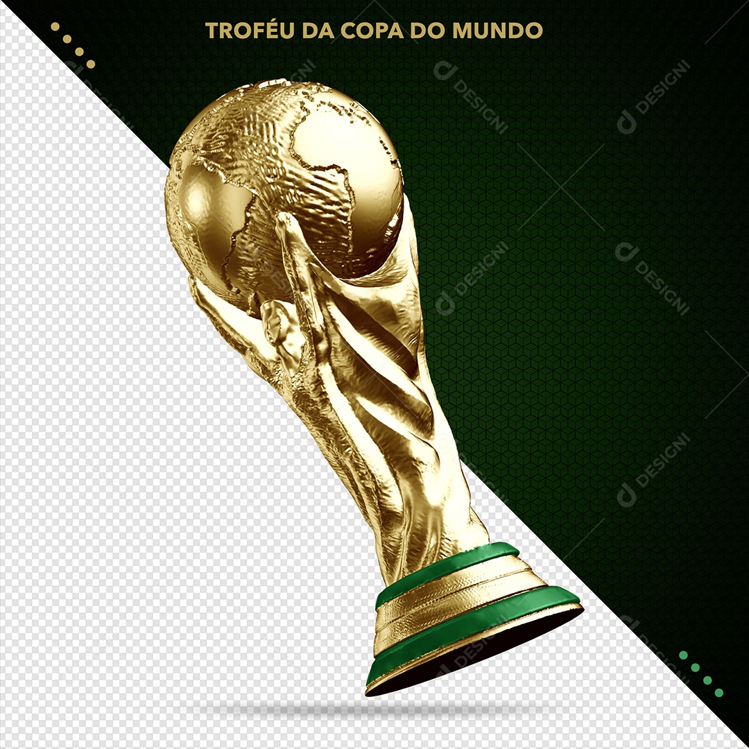 Troféu da Copa de Mundo de Ouro Elemento 3D para Composição PSD