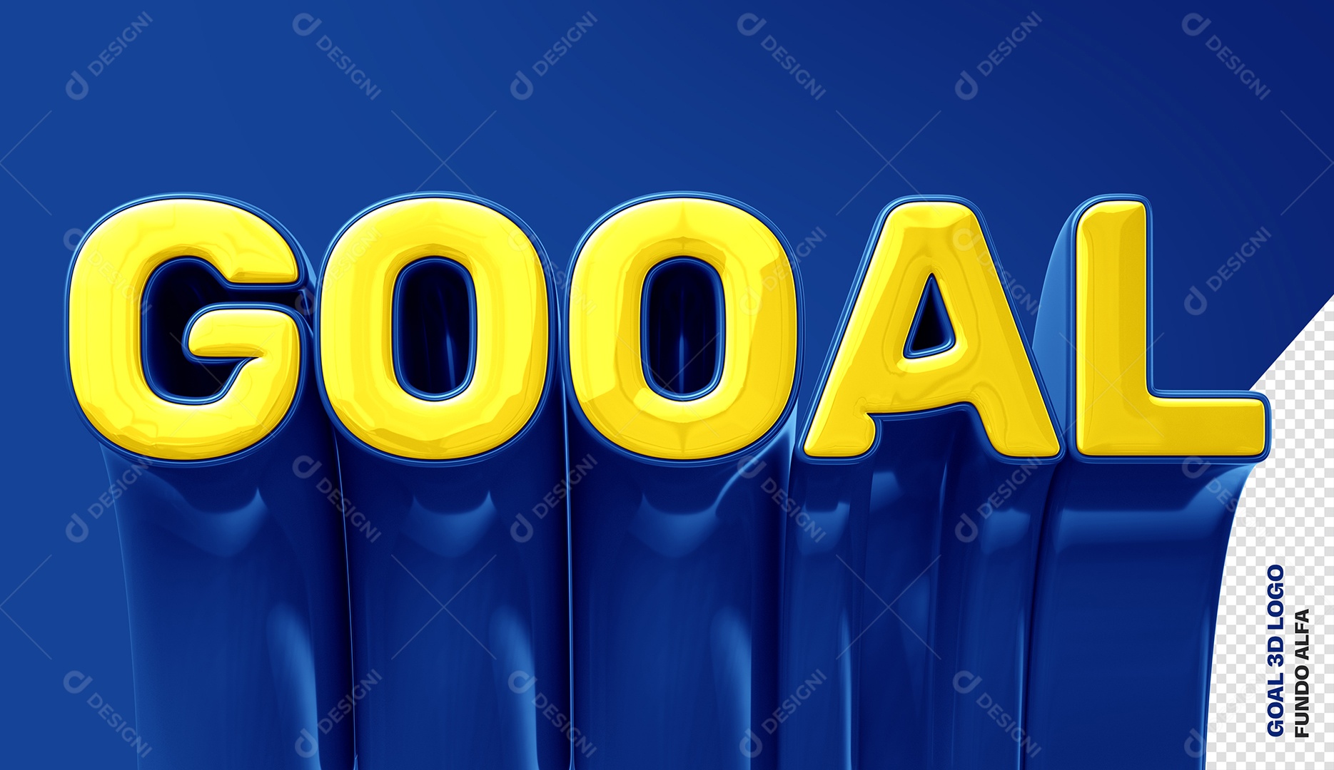 Gol Texto 3D Amarelo e Azul para Composição PSD