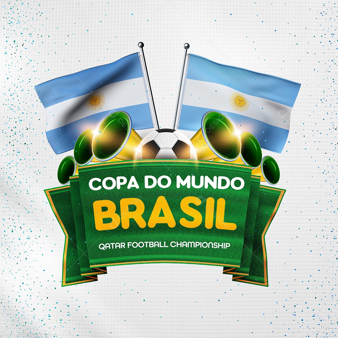 Copa do Mundo Brasil Argentina Selo 3D para Composição PSD