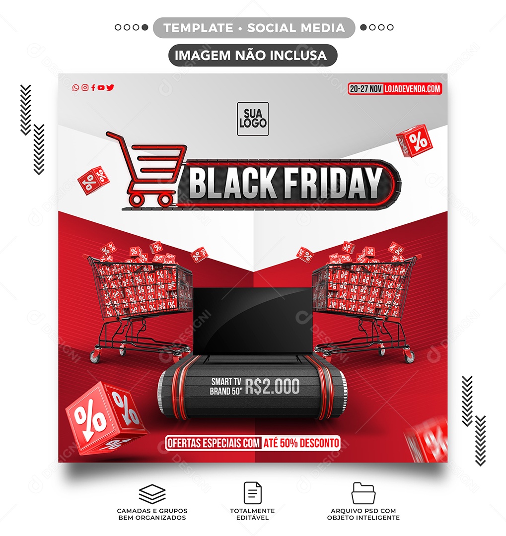 Ofertas Especiais Black Friday Lojas Social Media PSD Editável